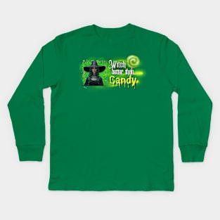 Green Witch Better than Halloween Candy Kids Long Sleeve T-Shirt
